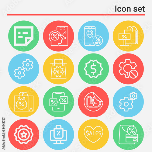 16 pack of ignore  lineal web icons set