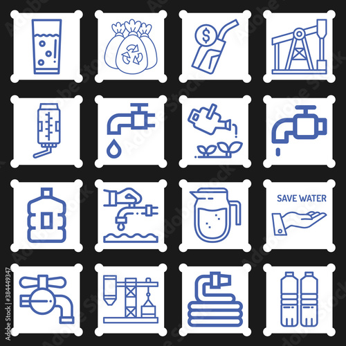 16 pack of pumping  lineal web icons set