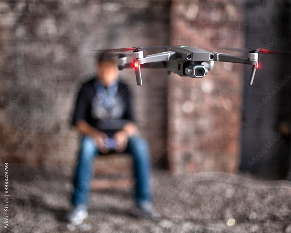 Fototapeta premium digital television camera Quadcopter filming a symphony orchestra.