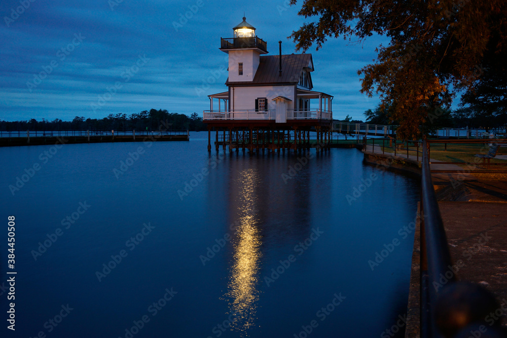 Roanoke River lighthouse in Edenton, North Carolina at dusk Roanoke River lighthouse in Edenton, North Carolina at dusk