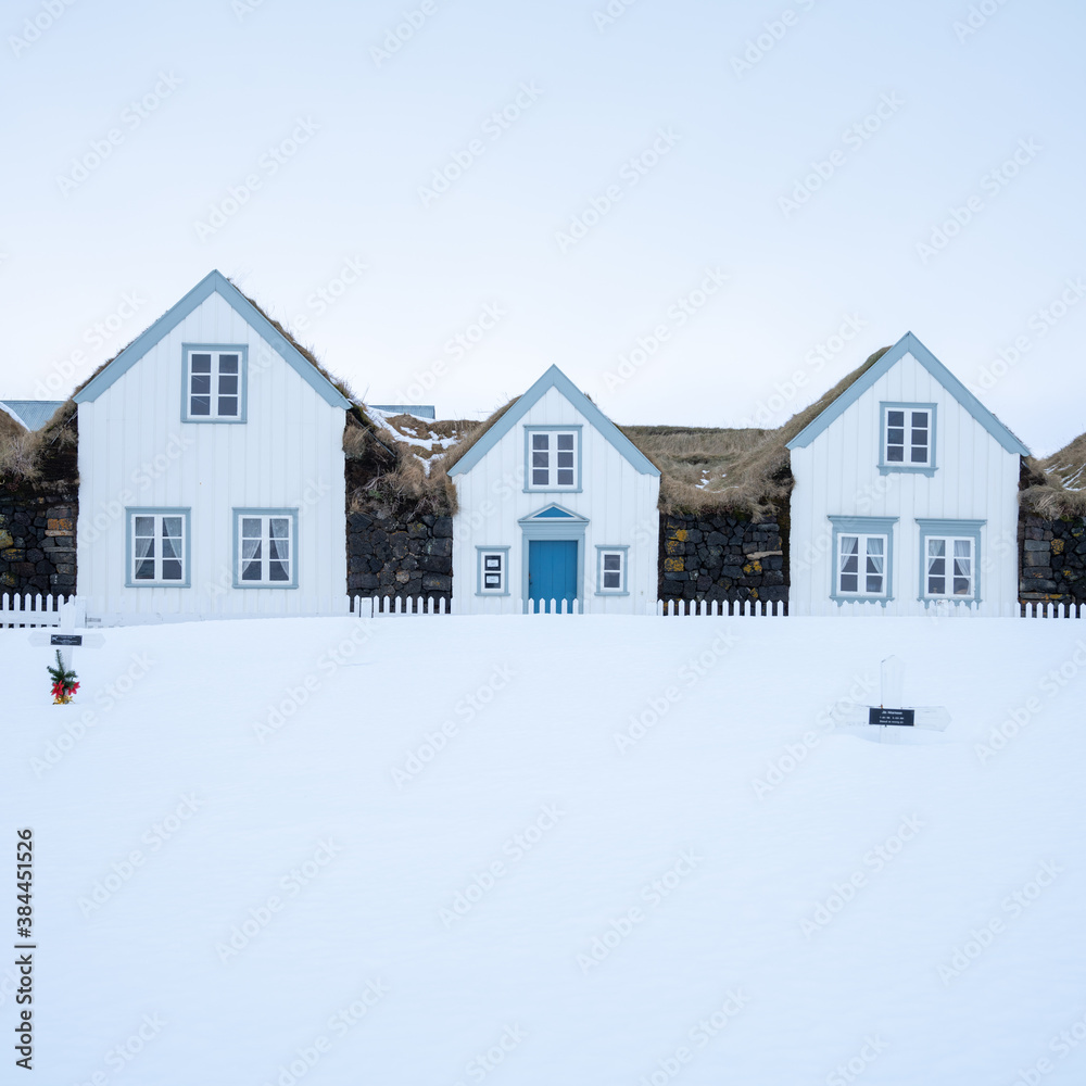 Grenjaðarstaður Turf Farm in winter, North Iceland. Grenjaðarstaður Turf Farm in winter, North Iceland.