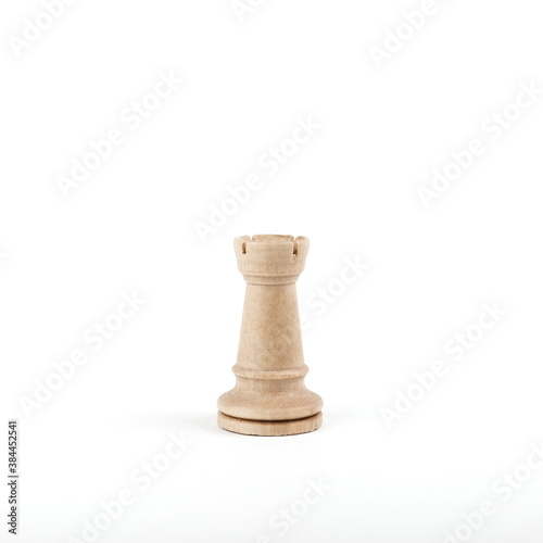 single white chess piece rook on white background