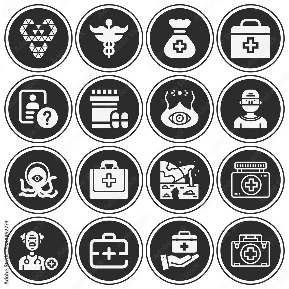 16 pack of strange filled web icons set 16 pack of strange filled web icons set