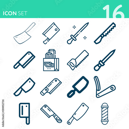 Simple set of 16 icons related to 93