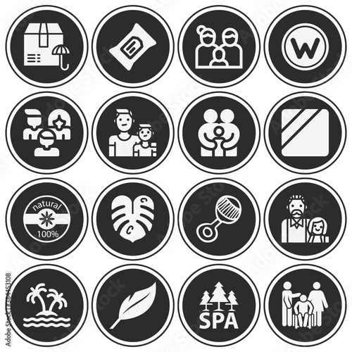 16 pack of moist  filled web icons set
