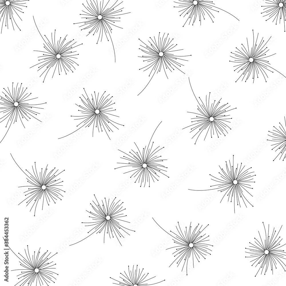 Doodle hand drawn dandelion flowers