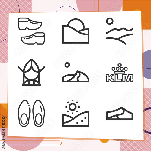 Simple set of 9 icons related to ditch
