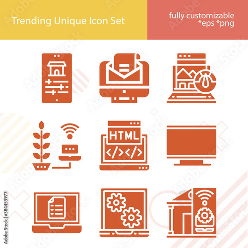 Simple set of electron optics related filled icons.
