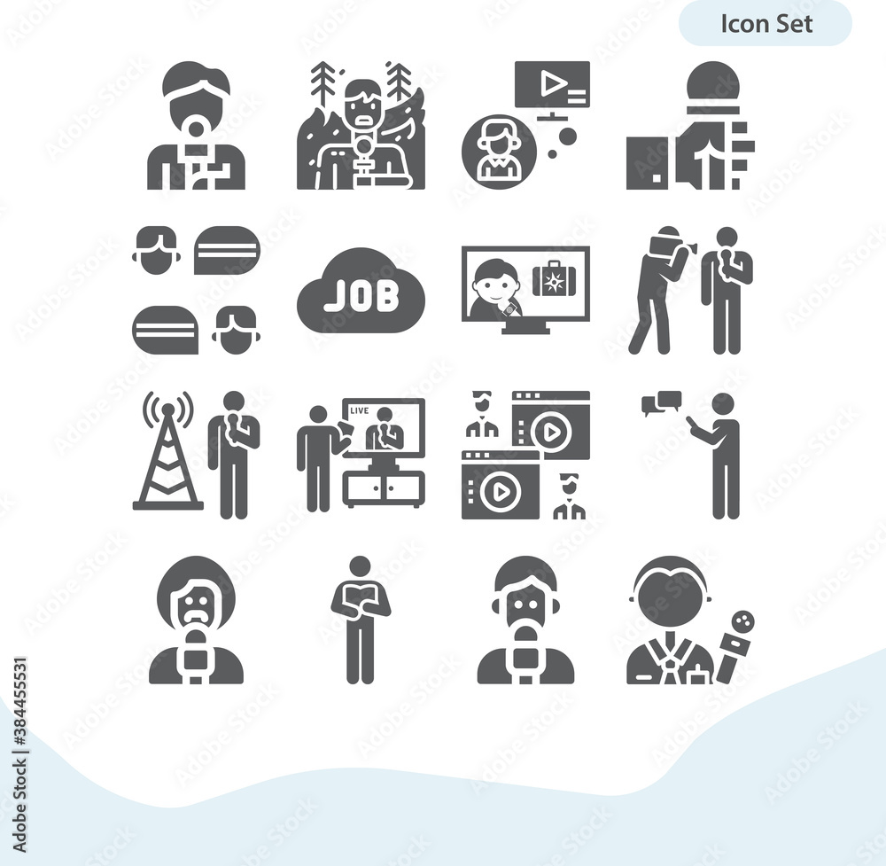 Simple set of interviewer related filled icons. Simple set of interviewer related filled icons.