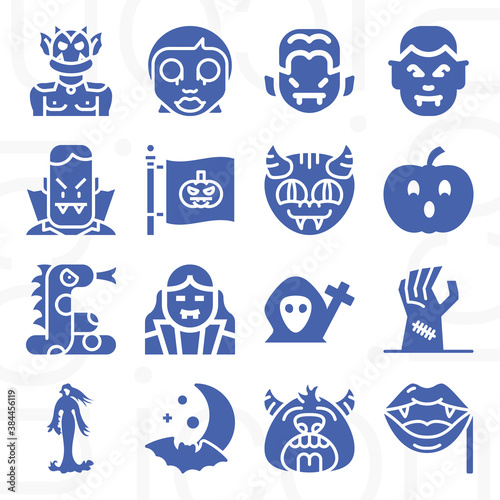16 pack of timid  filled web icons set