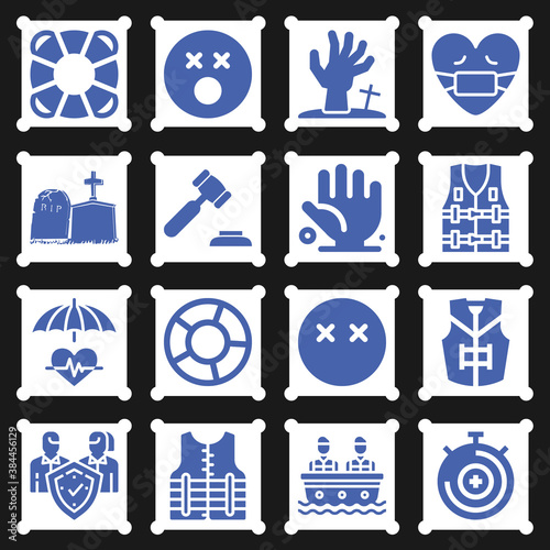 16 pack of dying  filled web icons set