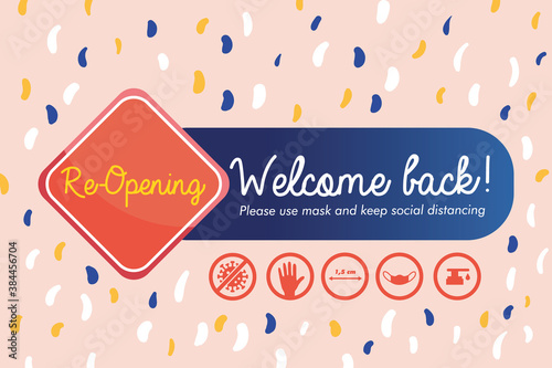 welcome back re opening signal and prevention protocols icons