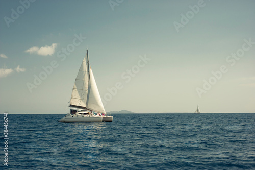 Sailboat off coast island of Skiathos, Greece © supertramp8