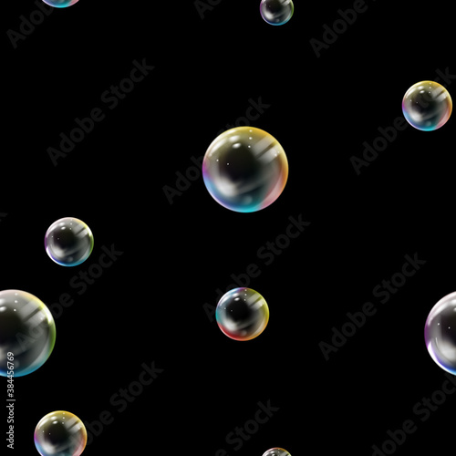 Seamless Pattern with colored bubbles