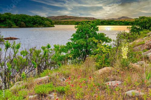 Quannah Parker Lake in the Wichita Mountains of SW Oklahoma photo