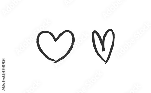 Hand drawn hearts, love icon symbols. Heart doodles. Hand drawn valentine's day design.