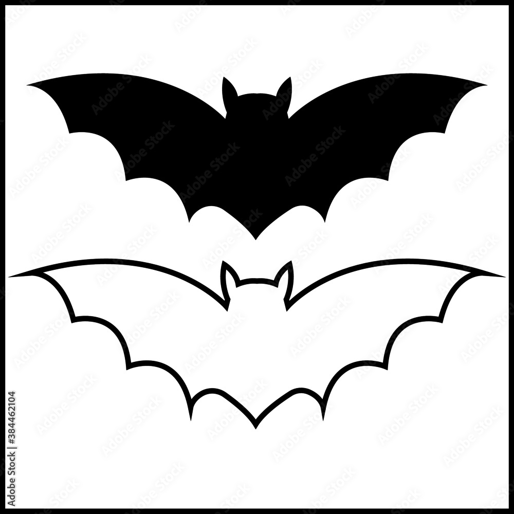 Naklejka premium Halloween bat outline and bat black on isolate background