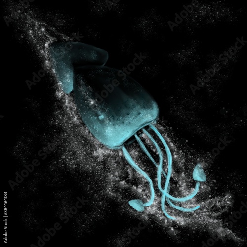 Arrow squid, giant squid realistic 3D illustration of a crustacean cephalopoda photo