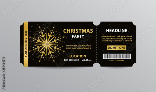 Black ticket stub for Christmas party