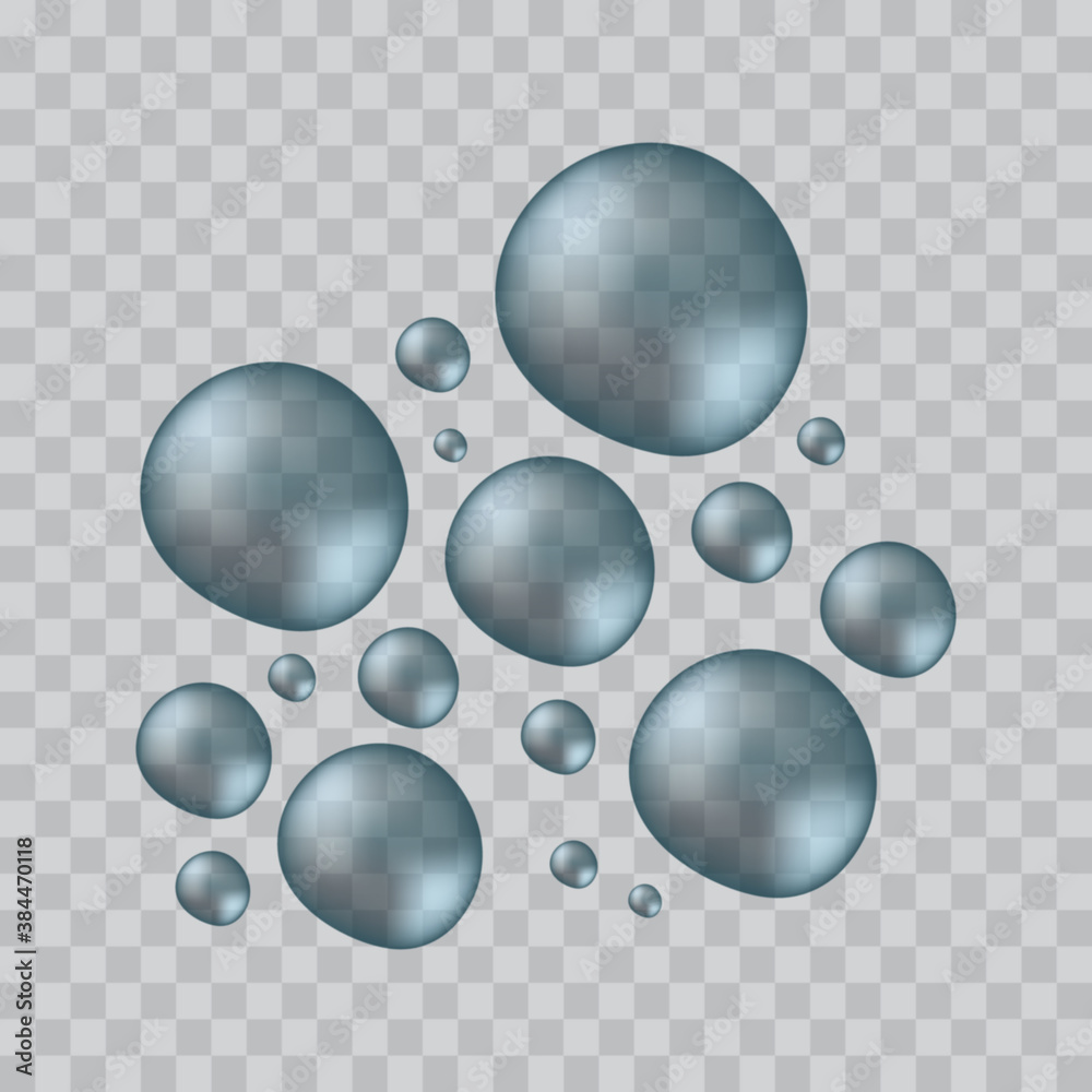Round water drops, bubbles isolated vector illustration.