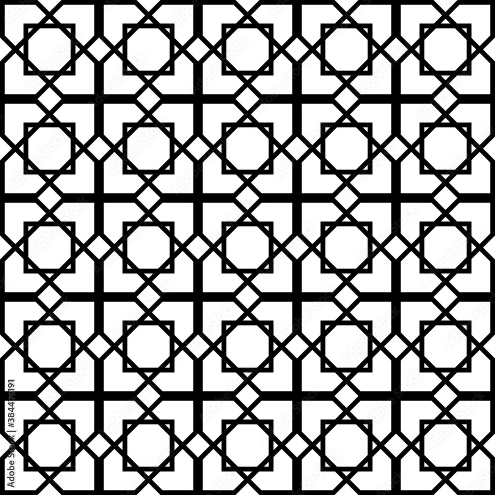 Fototapeta premium Geometric square grid seamless pattern, vector illustration.