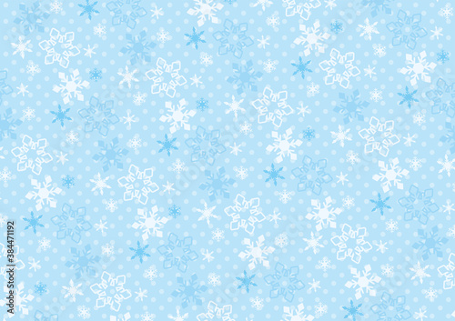 雪の結晶とドットの背景パターン　イラスト　冬