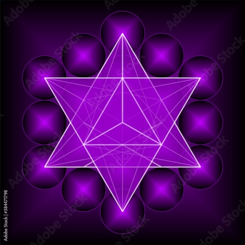 Merkaba- Violet pattern, Sacred Geometry, Vector Illustration