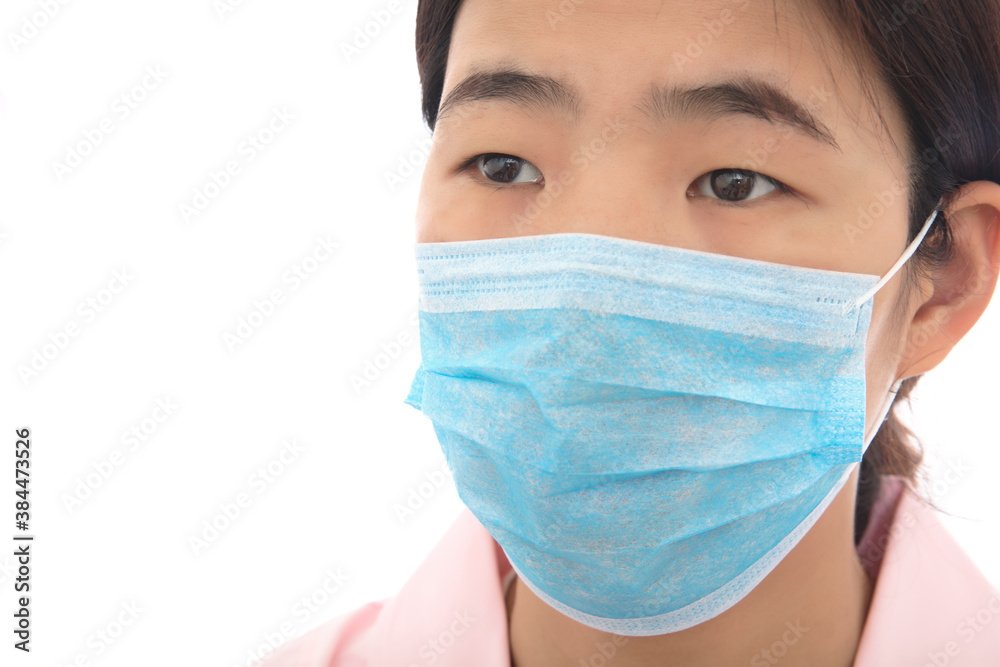 Close-up face of female nurse wearing mask Close-up face of female nurse wearing mask