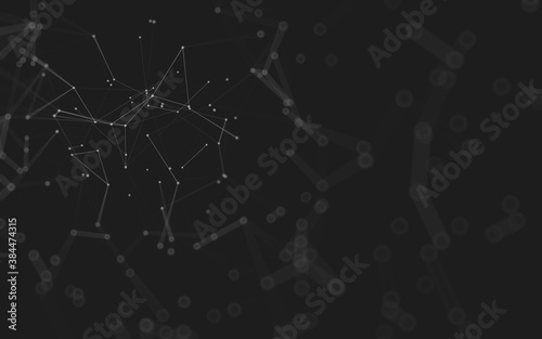 Abstract background. Molecules technology with polygonal shapes, connecting dots and lines. Connection structure. Big data visualization.