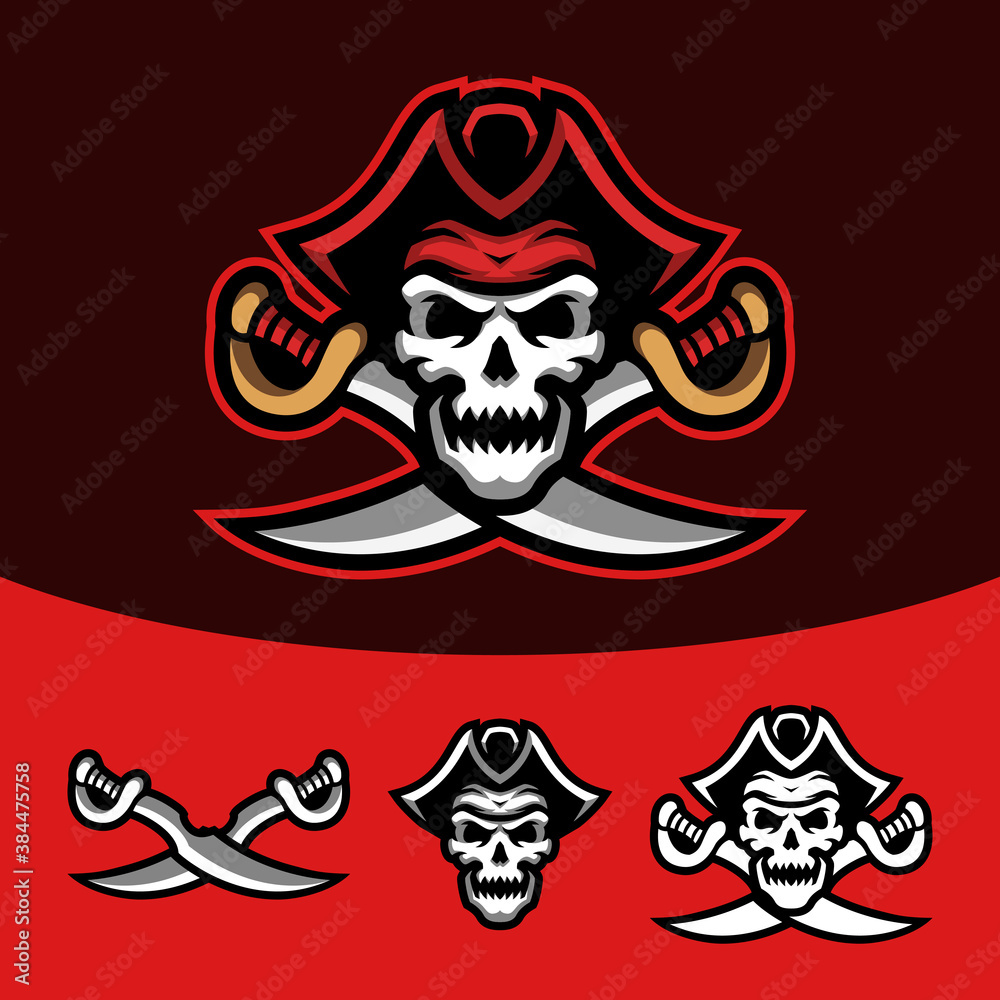 Fototapeta premium Pirate Skull Gaming Esport Mascot Logo