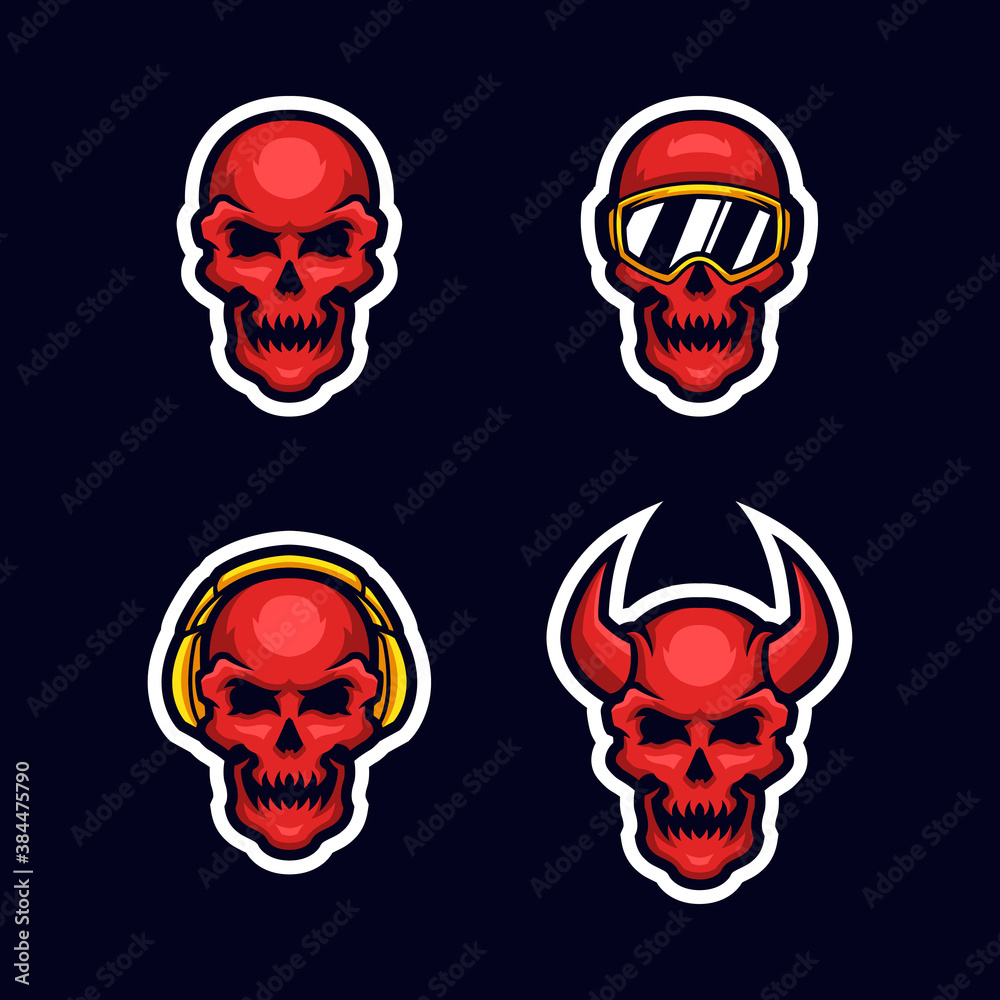 Skull Head Collection Gaming Esport Mascot Logo