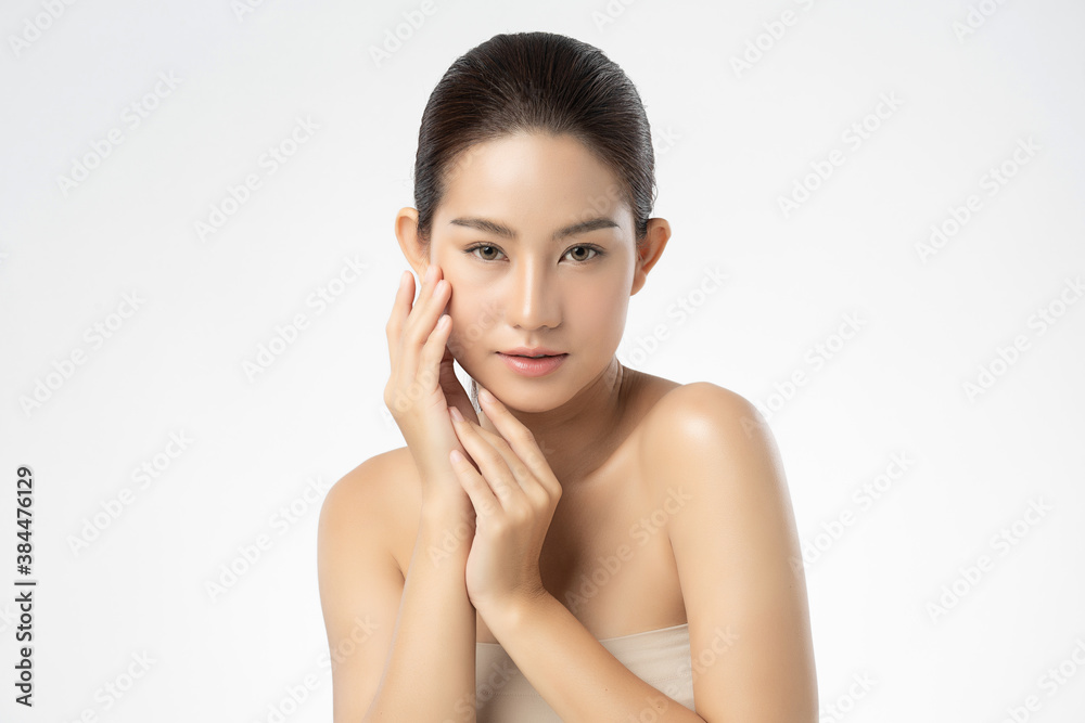 Beautiful young asian woman with clean fresh skin on white background, Face care, Facial treatment, Cosmetology, beauty and spa, Asian women portrait Beautiful young asian woman with clean fresh skin on white background, Face care, Facial treatment, Cosmetology, beauty and spa, Asian women portrait