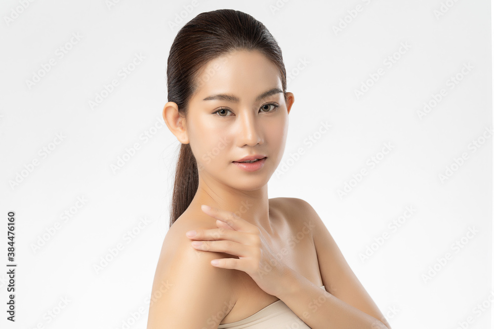 Beautiful young asian woman with clean fresh skin on white background, Face care, Facial treatment, Cosmetology, beauty and spa, Asian women portrait Beautiful young asian woman with clean fresh skin on white background, Face care, Facial treatment, Cosmetology, beauty and spa, Asian women portrait