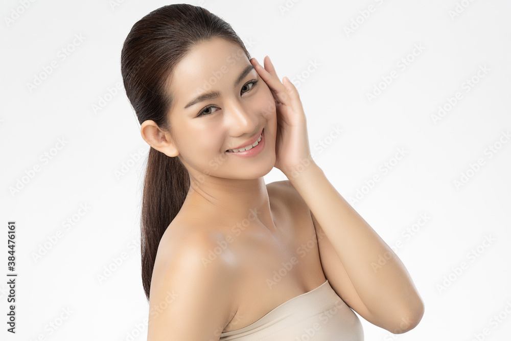 Beautiful young asian woman with clean fresh skin on white background, Face care, Facial treatment, Cosmetology, beauty and spa, Asian women portrait Beautiful young asian woman with clean fresh skin on white background, Face care, Facial treatment, Cosmetology, beauty and spa, Asian women portrait