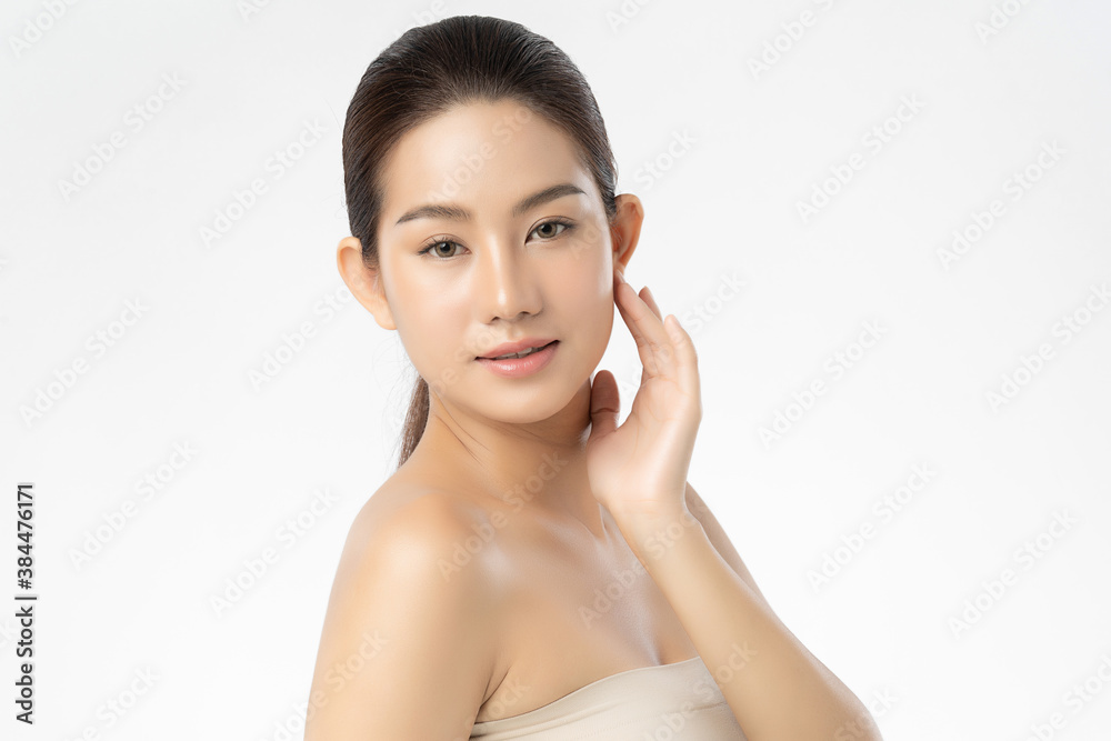 Beautiful young asian woman with clean fresh skin on white background, Face care, Facial treatment, Cosmetology, beauty and spa, Asian women portrait Beautiful young asian woman with clean fresh skin on white background, Face care, Facial treatment, Cosmetology, beauty and spa, Asian women portrait