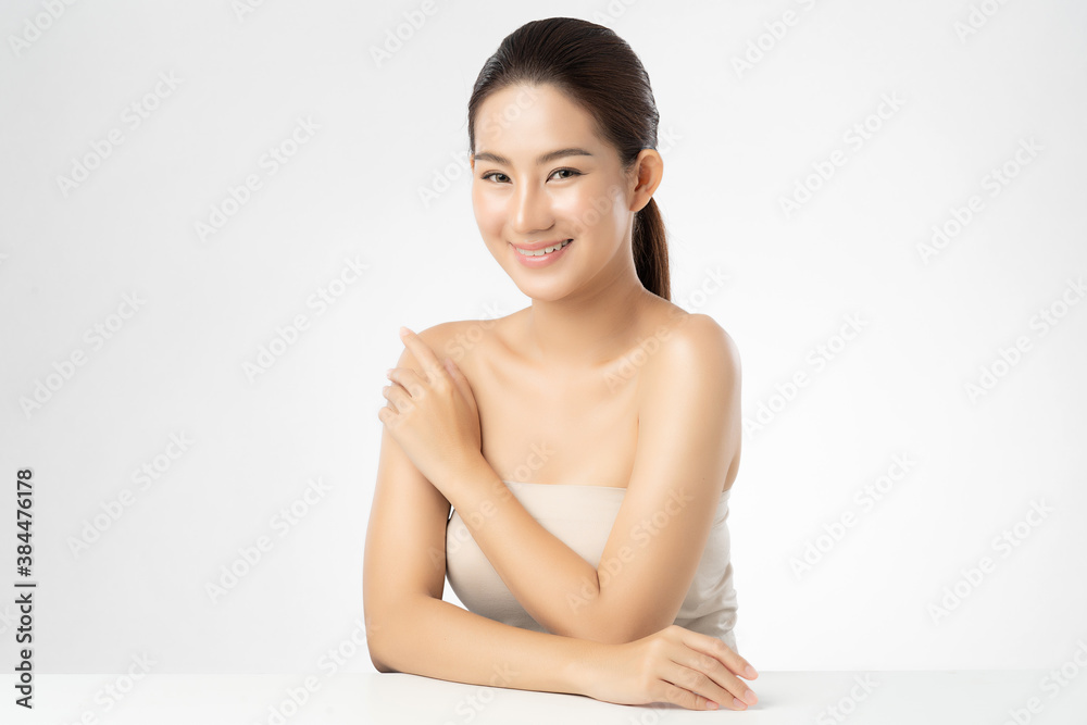 Beautiful young asian woman with clean fresh skin on white background, Face care, Facial treatment, Cosmetology, beauty and spa, Asian women portrait Beautiful young asian woman with clean fresh skin on white background, Face care, Facial treatment, Cosmetology, beauty and spa, Asian women portrait
