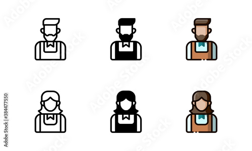 Barista avatar icon. With outline, glyph, and filled outline styles