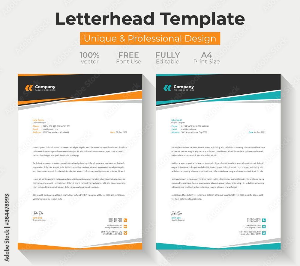 Abstract Business Letterhead Design. Vector Business Stationery Template