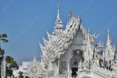 Thailand, White Temple (Wat Rong Khun) is located in Chiang Rai. White color symbolizes Buddha's purity, its glittering mirrors signifies the teachings of the Buddha to reflect kindness on to others.
