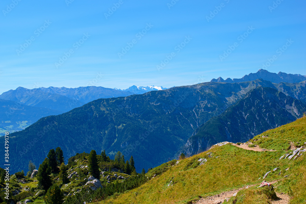 landscape in the mountains, view from Rofan Mountains in Tyrol, Austria
