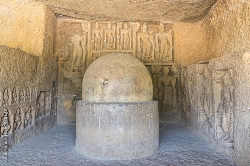 Kanheri Caves, dating from the 1st century BC to the 10th century CE, are a group of caves and rock-cut monuments cut into a massive basalt outcrop in the forests of the Sanjay Gandhi National Park photo