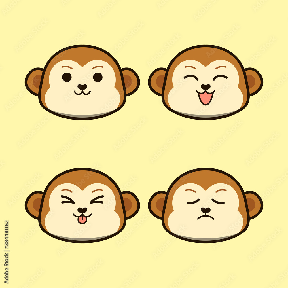 Cute Monkey with Alternate Emoji or Face Emotion Cute Monkey with Alternate Emoji or Face Emotion