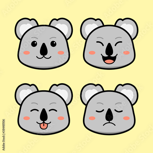 Canvas Print Cute Koala with Alternate Emoji or Face Emotion