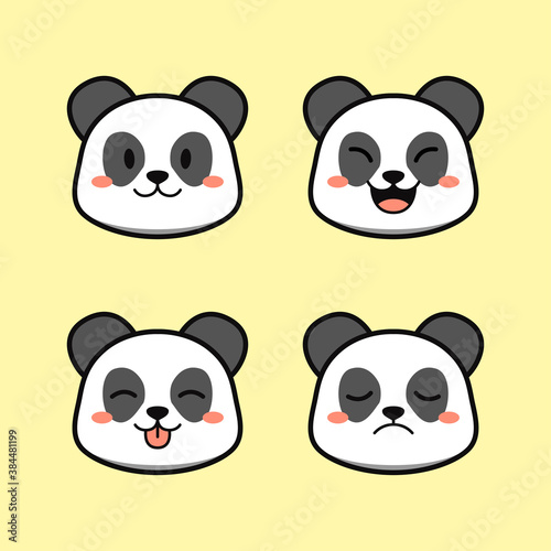 Bilde på lerret Cute Panda with Alternate Emoji or Face Emotion