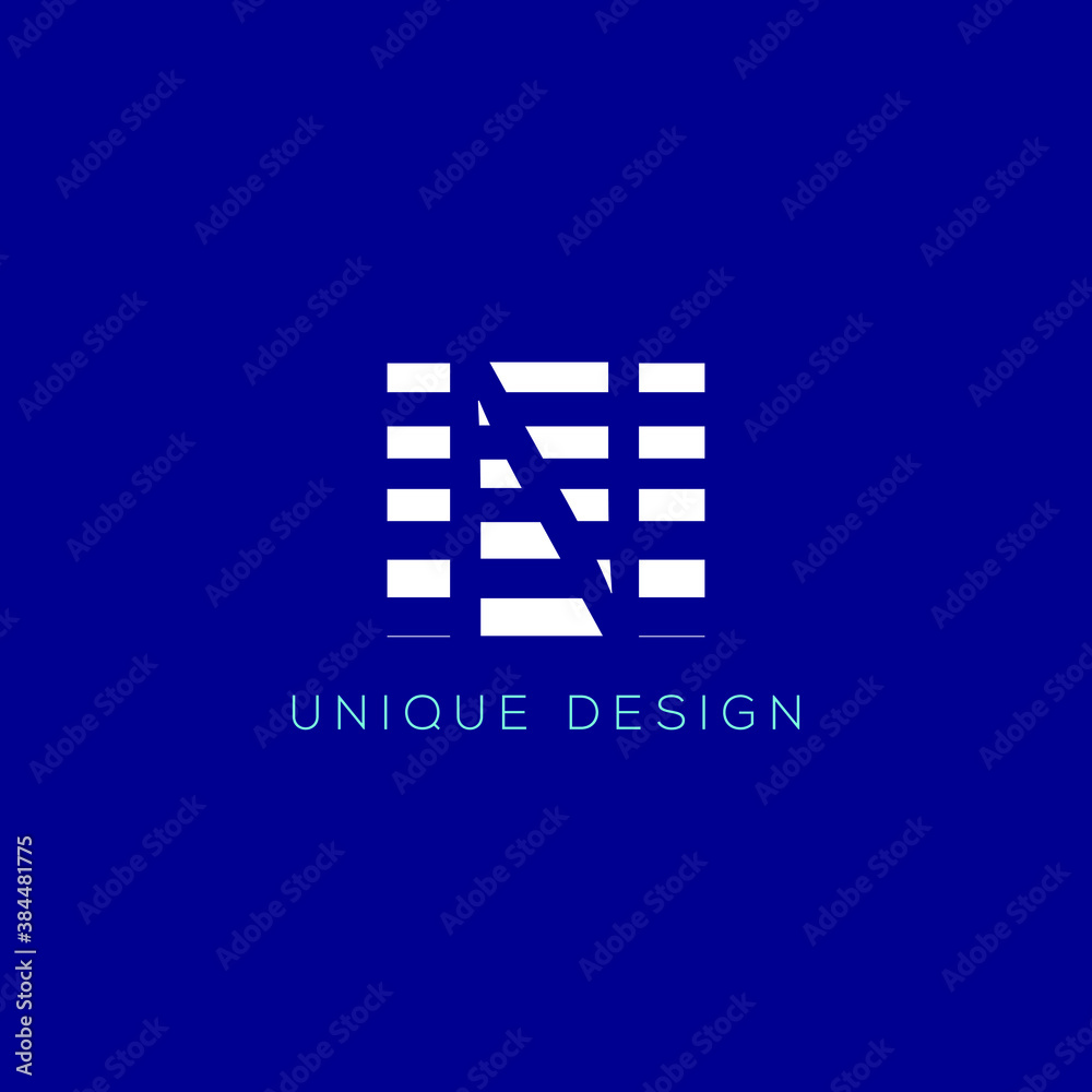 Obraz premium N letter logo design with blue color background on white color design and shape.