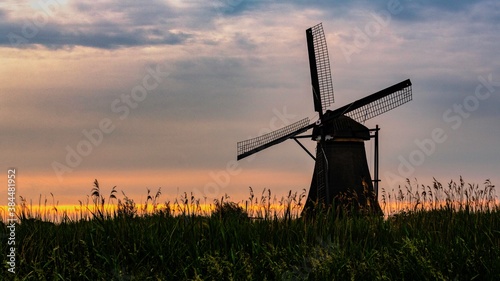 Kinderdijk windmill at sunrise - Rotterdam - Netherlands - May 2020