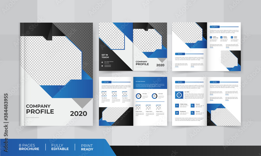 8 pages creative business brochure template design for business promotion	
