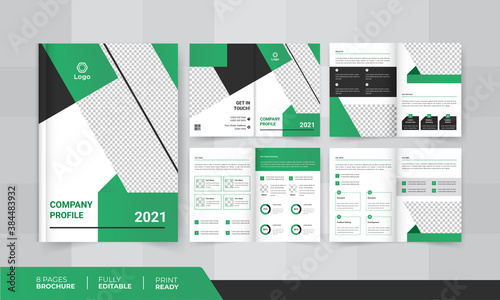 8 pages creative business brochure template design for business promotion	
