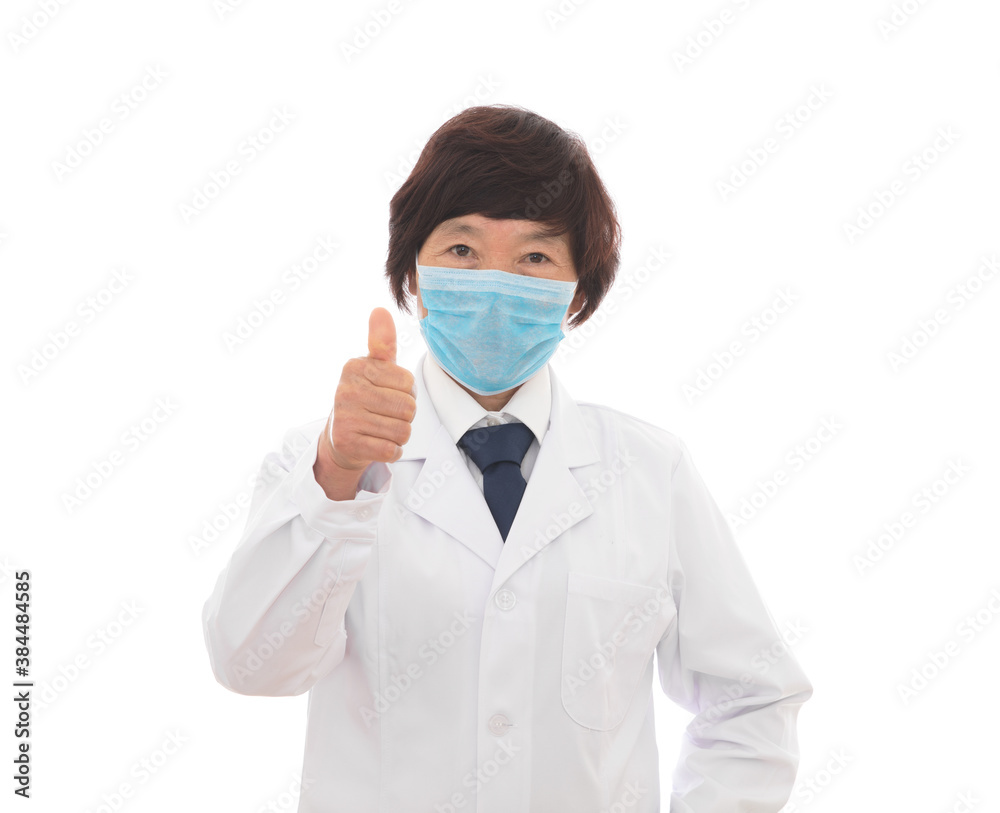 Thumbs up female doctor wearing mask Thumbs up female doctor wearing mask