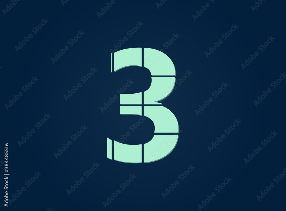 3 number, vector desing font. Made of knife cut. For logo, brand label, design elements, corporate identity, application & more. IsolatedEps10 illustration 3 number, vector desing font. Made of knife cut. For logo, brand label, design elements, corporate identity, application & more. IsolatedEps10 illustration